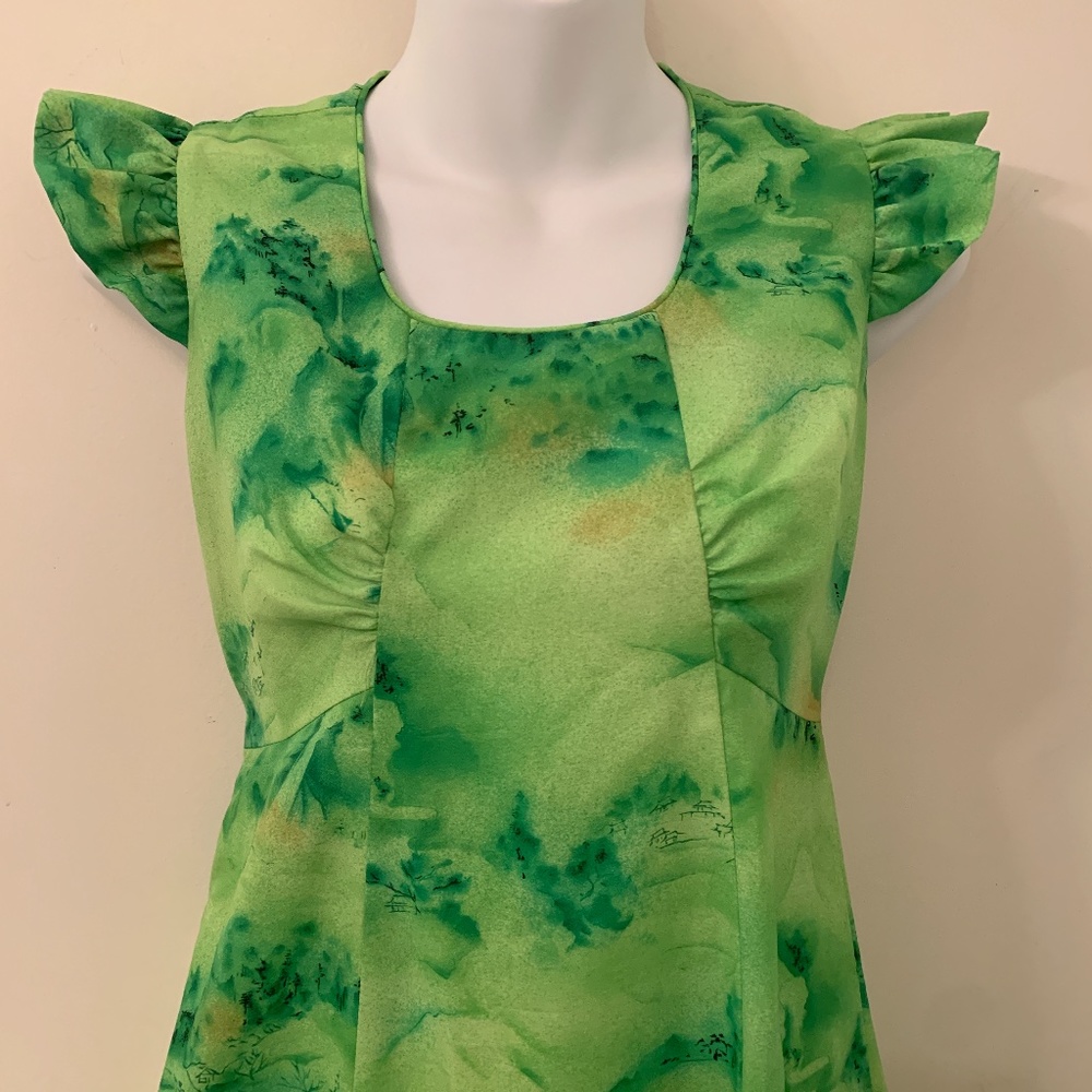 Vintage Tiki Hawaiian dress Hukilau Fashions green